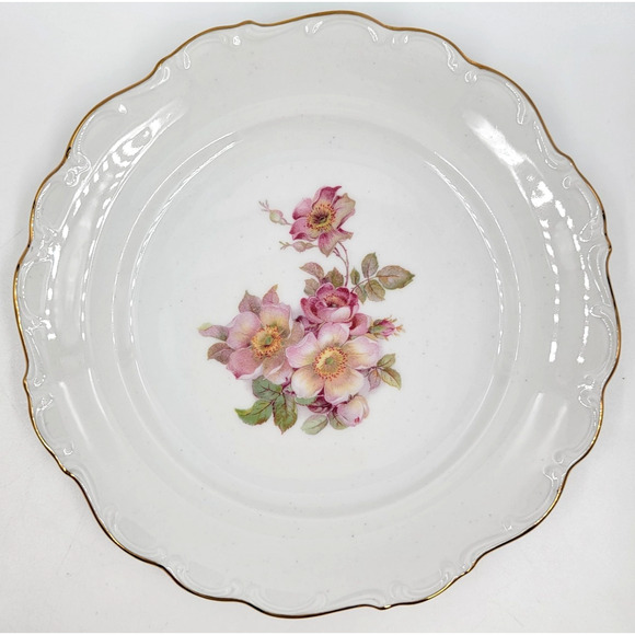2 Schumann Arzberg Briar Rose Salad Plates Bavaria Germany Gold Trim 1950s - Picture 7 of 9